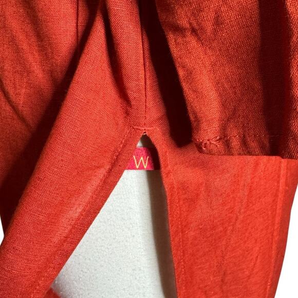 W for Woman Solid Neck Orange Flax Blend Kurta Tunic Women’s Size 12 New - Picture 7 of 11